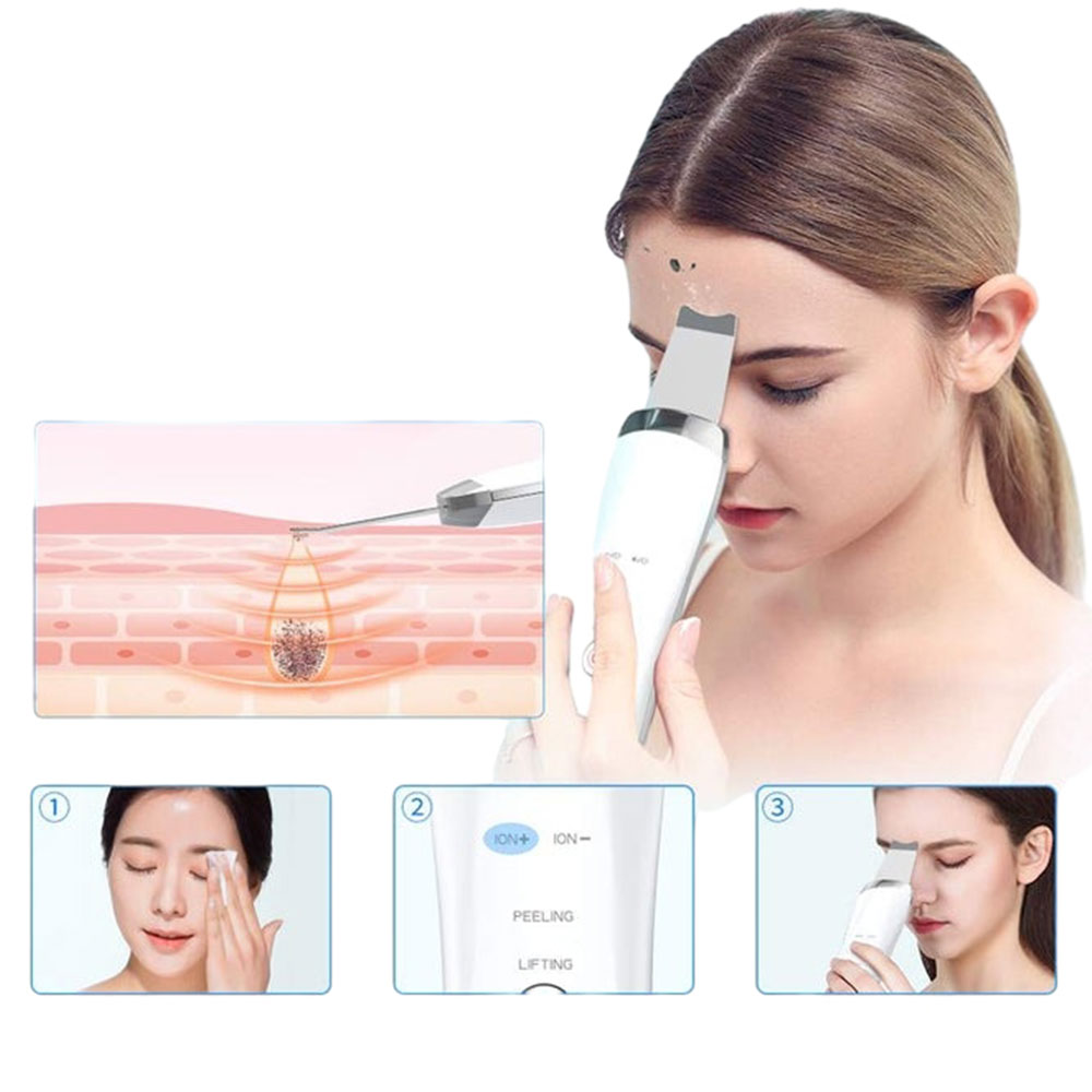 Electronic Ultrasonic Handheld Facial Spatula Skin Scrubber for Deep Facial Cleansing